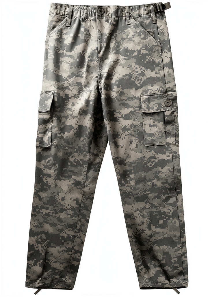 Installing Rothco Unisex BDU Hiking Pants Pink Camo & Acu Digital Adjustable Fit on a wooden desk