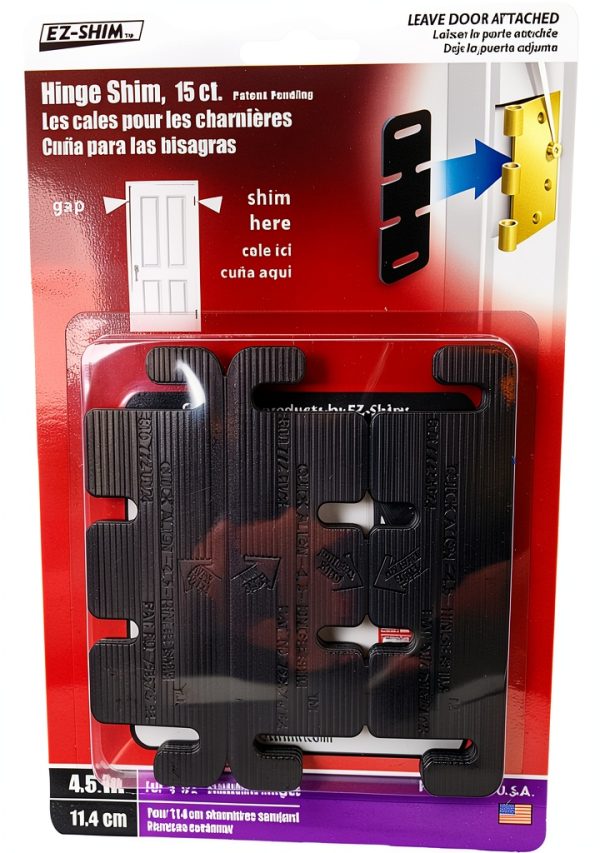EZ-Shim HS450BP 4.5" Hinge Shim 15-Pack Black Door Mount Shim Stock-0